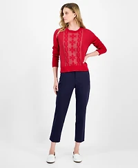 Nautica Jeans Women's Cotton Snowflake-Motif Sweater