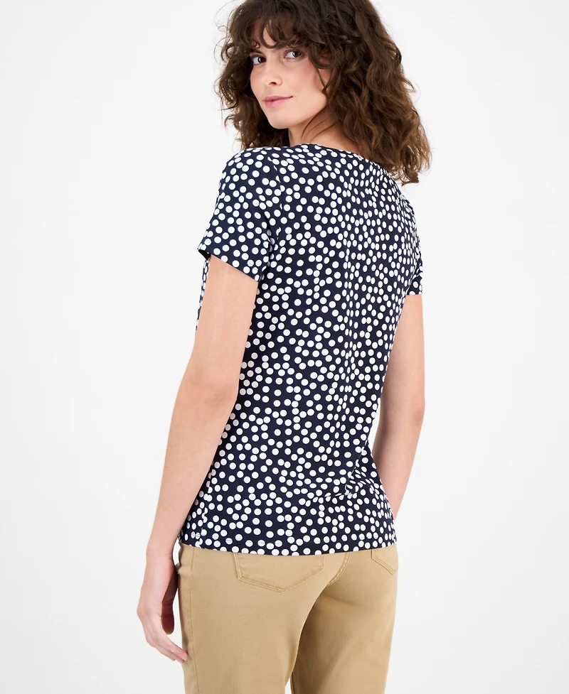 Nautica Jeans Women's Snow Dot V-Neck T-Shirt