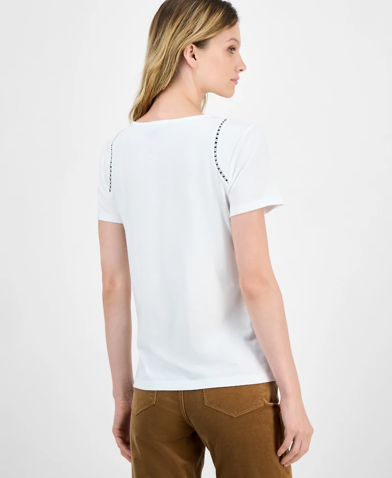 Nautica Jeans Women's Knit-Trim Top