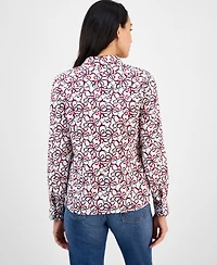 Nautica Jeans Women's Ribbon-Print Utility Shirt