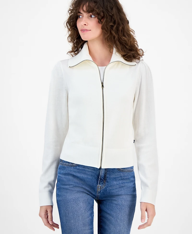 Nautica Jeans Women's Cotton Zip-Front Cardigan Sweater