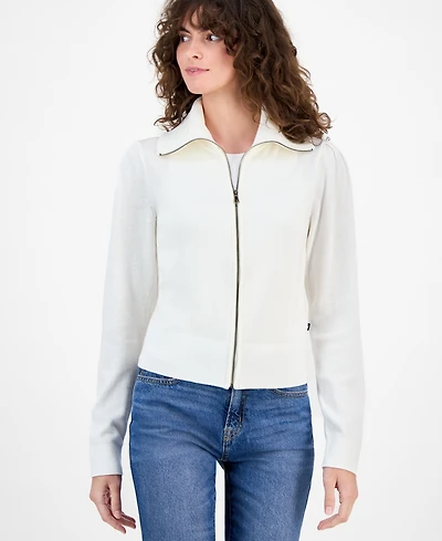 Nautica Jeans Women's Cotton Zip-Front Cardigan Sweater