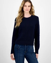 Nautica Women's Cotton Heart Cable Crewneck Sweater
