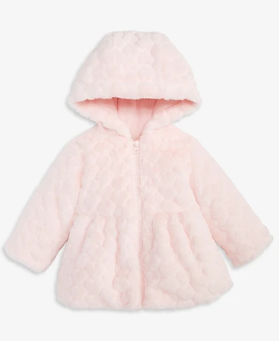 First Impressions Baby Girls Hooded Embossed-Heart Faux-Fur Jacket, Macy's Exclusive