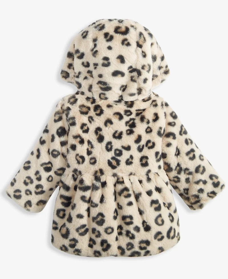 First Impressions Baby Girls Leopard-Print Faux-Fur Hooded Jacket, Macy's Exclusive