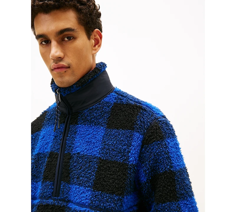 Tommy Hilfiger Men's Teddy Fleece Check Pullover Jacket