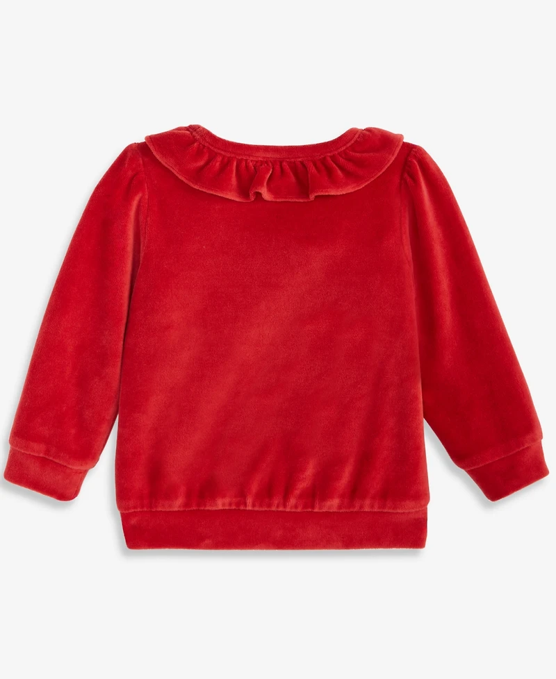 First Impressions Baby Girls Long-Sleeve Ruffle-Neck Velour Top, Macy's Exclusive
