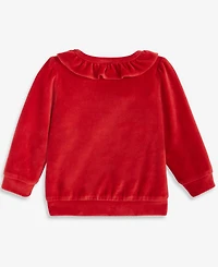 First Impressions Baby Girls Long-Sleeve Ruffle-Neck Velour Top, Macy's Exclusive