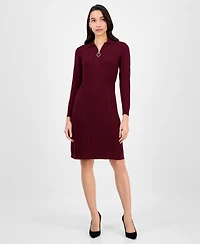 Robbie Bee Women's Cable-Knit Long-Sleeve Sweater Dress