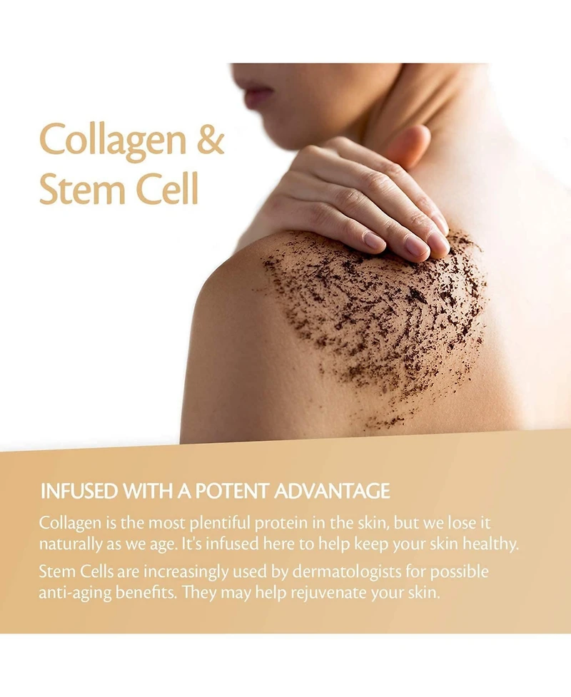 M3 Naturals Arabica Coffee Body Scrub with Collagen & Stem Cell - Exfoliating Body Scrubber & Face Cleanser 12 oz