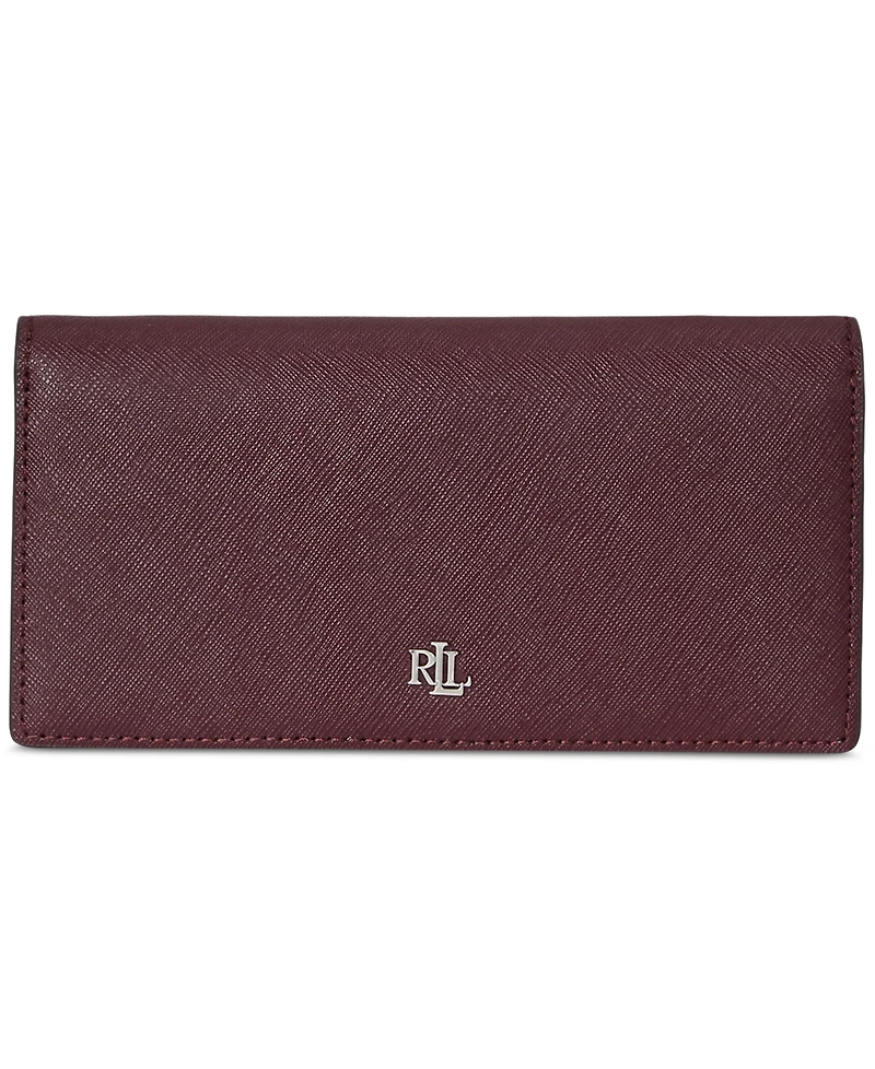 Lauren Ralph Crosshatch Leather Slim Snapped-Closure Wallet