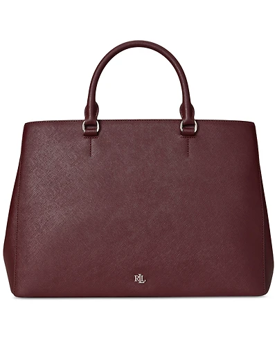 Lauren Ralph Crosshatch Leather Large Hanna Satchel
