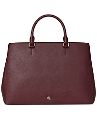 Lauren Ralph Crosshatch Leather Large Hanna Satchel