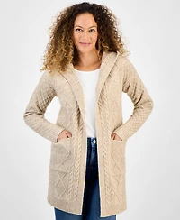 Style & Co Petite Chunky Cable-Knit Hooded Cardigan, Macy's Exclusive