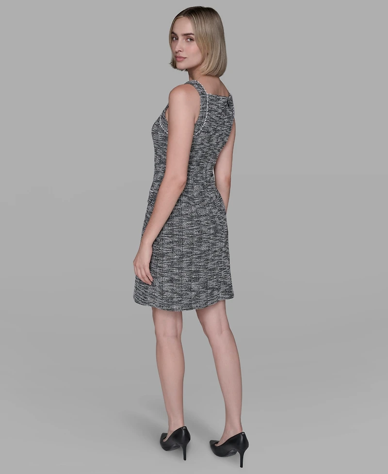 Karl Lagerfeld Paris Women's Metallic Knit Tweed Sheath Dress