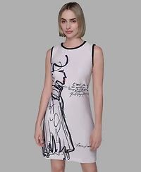 Karl Lagerfeld Paris Women's Sleeveless Scuba Shift Dress
