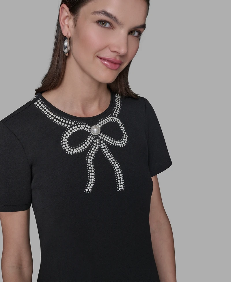 Karl Lagerfeld Paris Women's Embellished Flounce-Hem A-line Dress