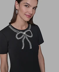 Karl Lagerfeld Paris Women's Embellished Flounce-Hem A-line Dress