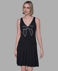Karl Lagerfeld Paris Women's Embellished Bow A-Line Dress