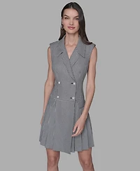 Karl Lagerfeld Paris Women's Houndstooth Notched Collar Jacket Dress