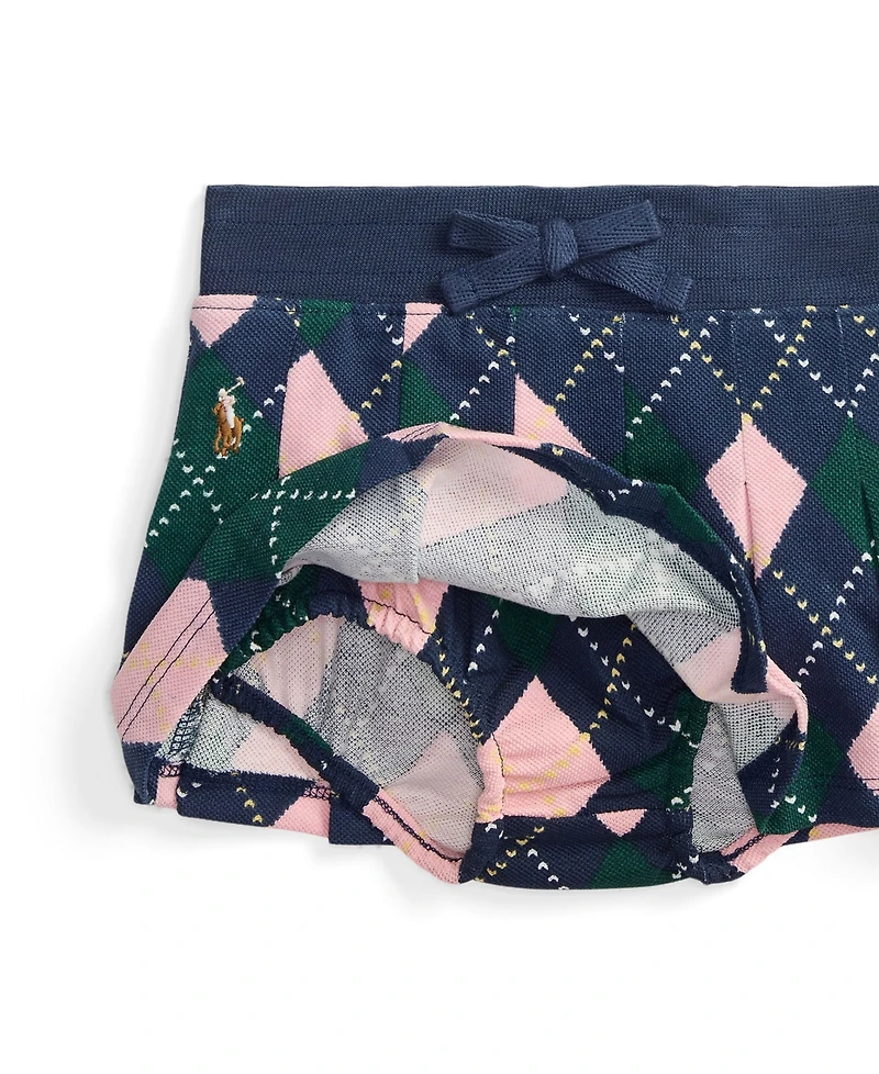 Polo Ralph Lauren Baby Girls 2-Piece Printed Short Sleeve Shirt and Pleated Skirt Set