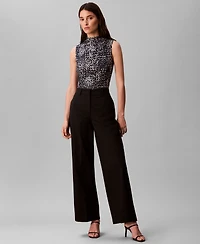 Calvin Klein Women's Sleeveless Printed Mock-Neck Top