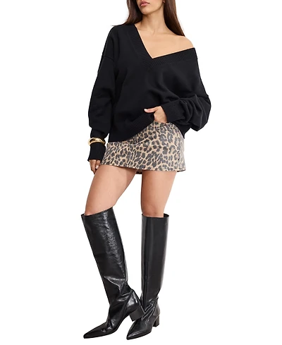 Good American Women's Knit Deep V-Neck Sweater