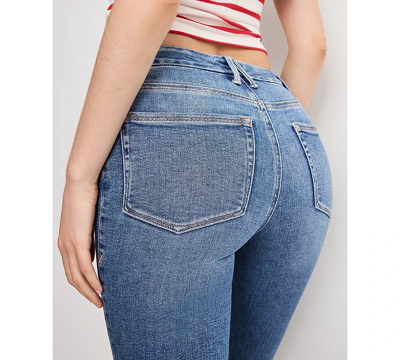 Good American Women's Crop Mini Boot Cut Jeans