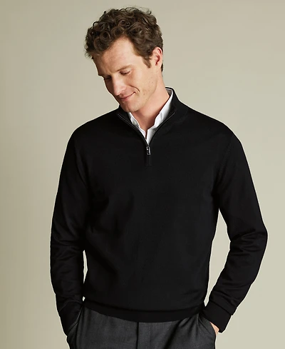 Charles Tyrwhitt Men's Long Sleeve Quarter-Zip Merino Wool Sweater