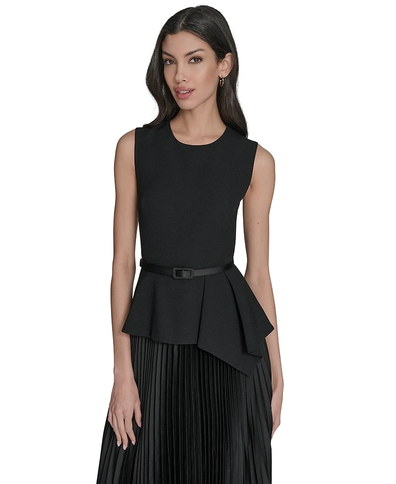 Eliza J Women's Sleeveless Crewneck Peplum Midi Dress