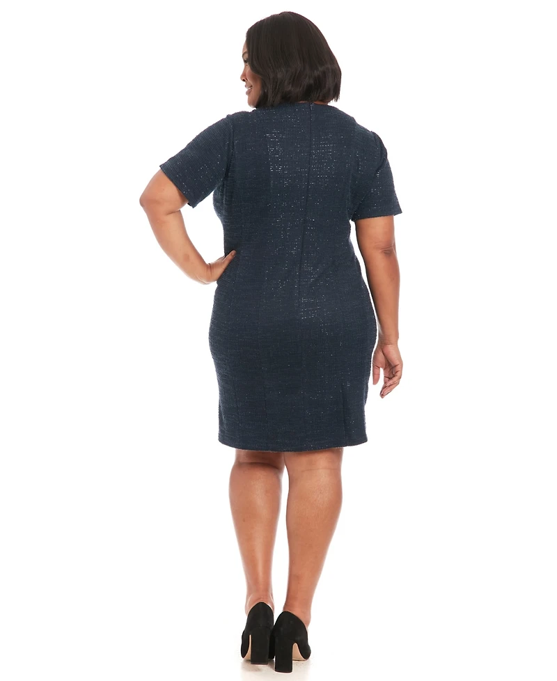 London Times Plus Side Button Sheath Dress