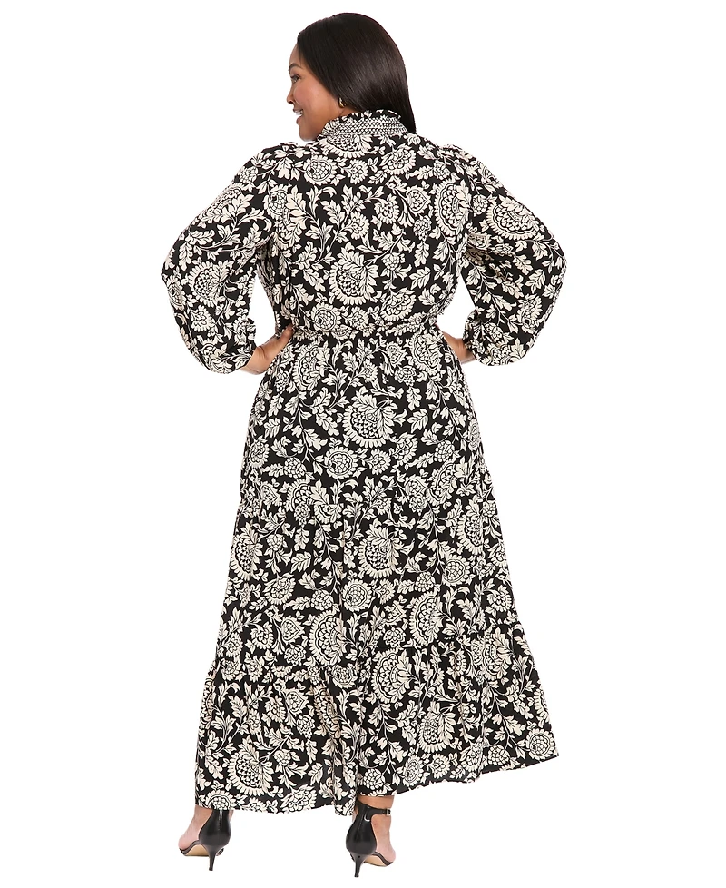 London Times Plus Tiered Maxi Dress