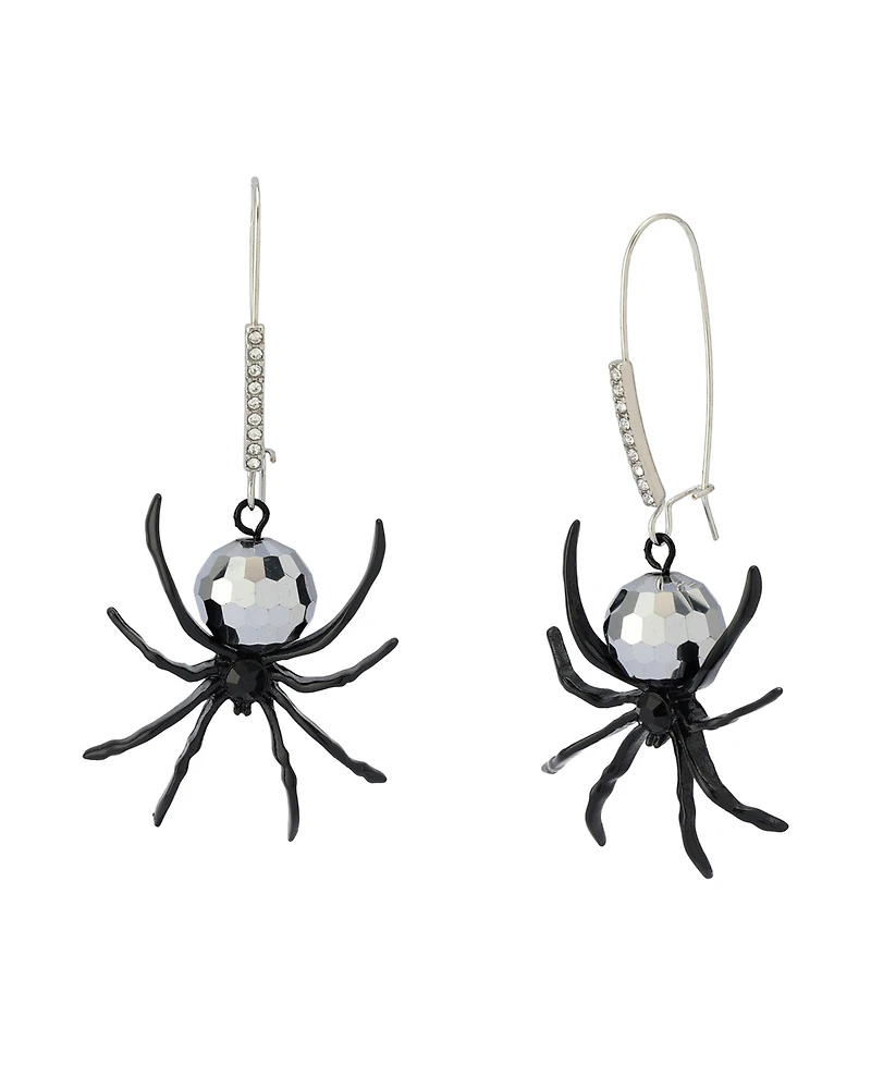 Betsey Johnson Faux Stone Spider Disco Ball Dangle Earrings