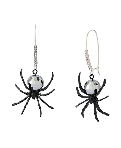 Betsey Johnson Faux Stone Spider Disco Ball Dangle Earrings