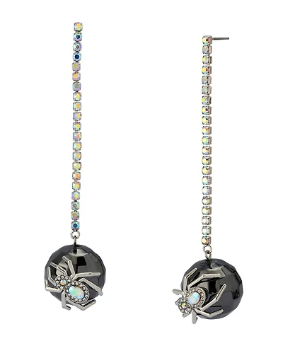 Betsey Johnson Faux Stone Spider Disco Ball Rhinestone Linear Earrings