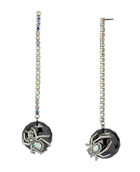 Betsey Johnson Faux Stone Spider Disco Ball Rhinestone Linear Earrings