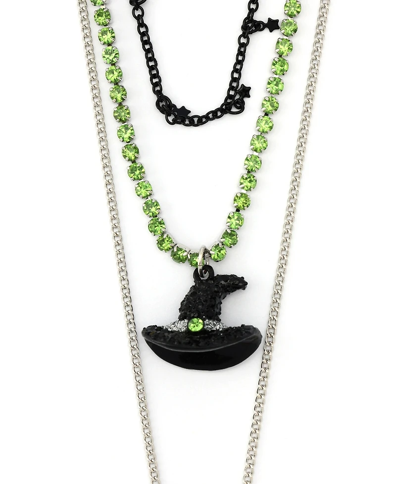 Betsey Johnson Faux Stone Witch Pumpkin Charm Layered Necklace