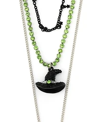 Betsey Johnson Faux Stone Witch Pumpkin Charm Layered Necklace