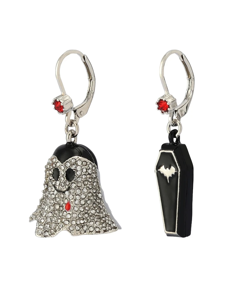 Betsey Johnson Faux Stone Halloween Vampire Coffin Mismatch Earrings