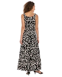 London Times Petite Sleeveless Scoop-Neck A-Line Maxi Dress