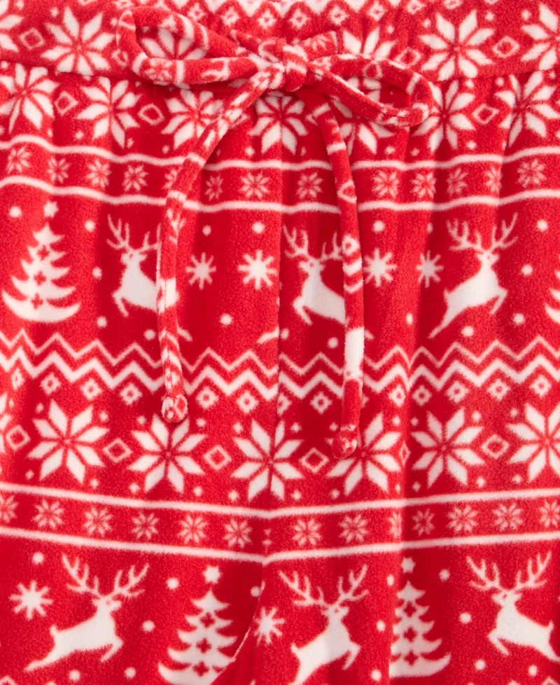 Holiday Lane Women's Deer Fair Isle Fleece Pajama Pants, Macy's Exclusive