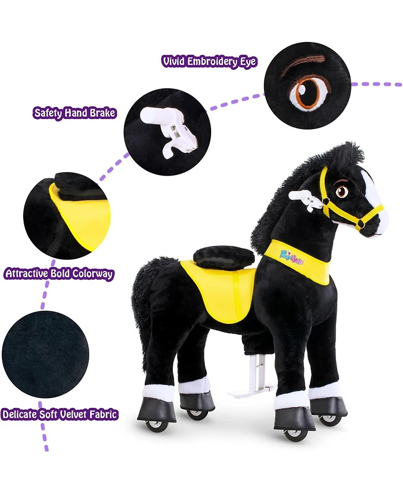 PonyCycle Ride-on Horse Black Model E Size 4 for 4-7 Years