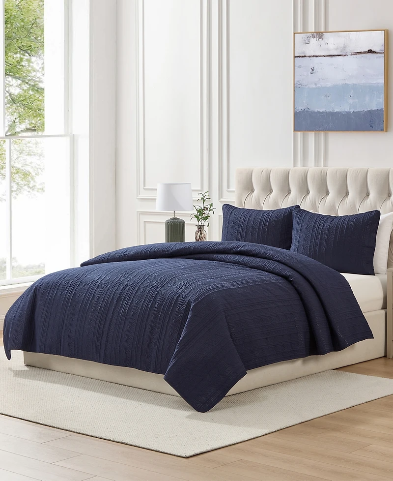 Seventh Studio Cable-Knit Pinsonic Microfiber 2-Pc. Quilt Set, Twin