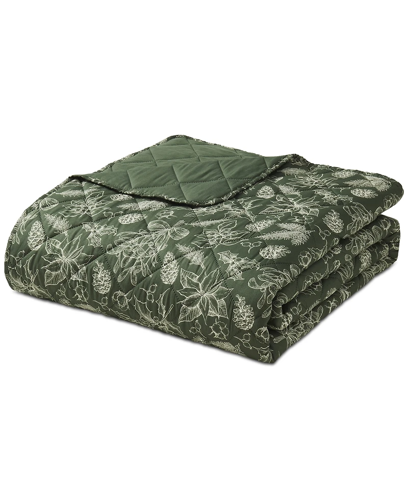 Seventh Studio Merry Botanical-Print Pinsonic Microfiber -Pc. Quilt Set
