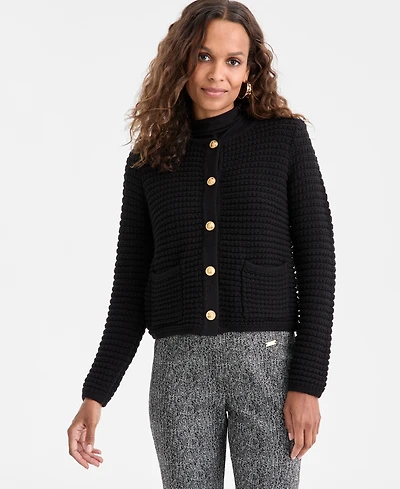 I.n.c. International Concepts Petite Yarn-Blend Button-Down Cardigan Sweater, Created for Macy's