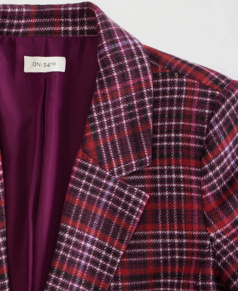 On 34th Women's Plaid Single-Button Blazer, Macy's Exclusive