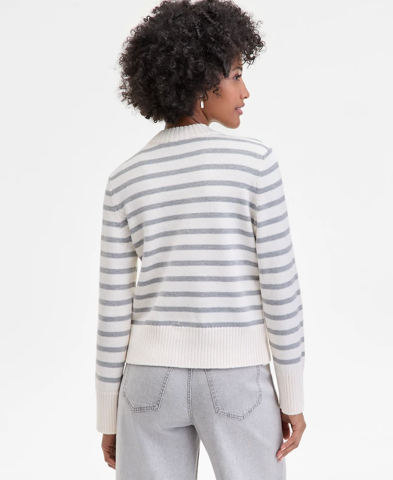 On 34th Women's Striped High-Neck Sweater, Macy's Exclusive