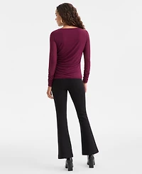 I.n.c. International Concepts Petite Ruched Long-Sleeve Top, Macy's Exclusive