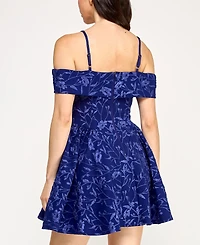 Violet Weekend Women's Juniors' Jacquard Drop-Waist Fit & Flare Dress