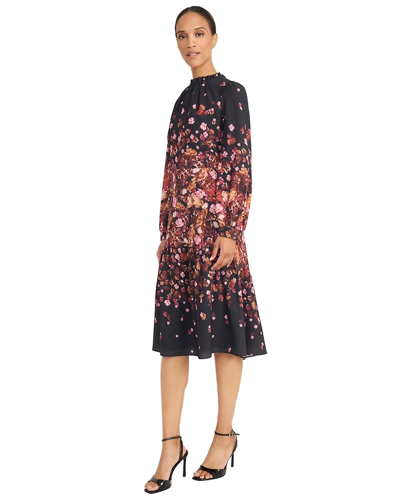 Maggy London Women's Flower Detail Long Sleeve Dress